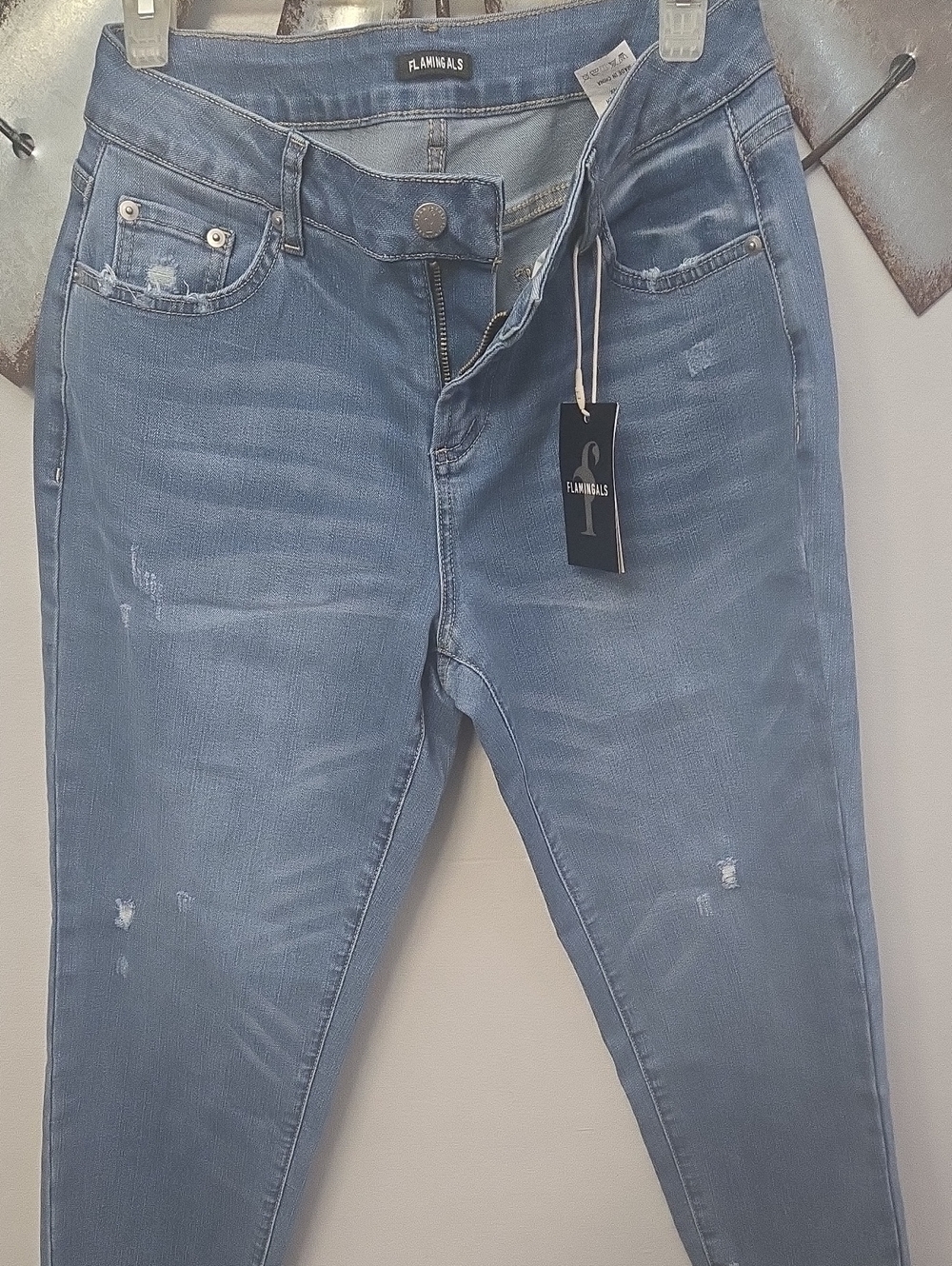 Flawngals Women's Skinny Jeans in Light Blue Wash There Medium
